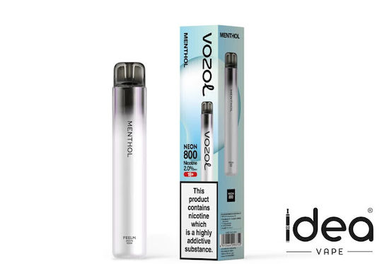 Vozol Neon 800 Ηλεκτρονικό Τσιγάρο μιας Χρήσης 800 Εισπνοών Menthol 2ml 20mg